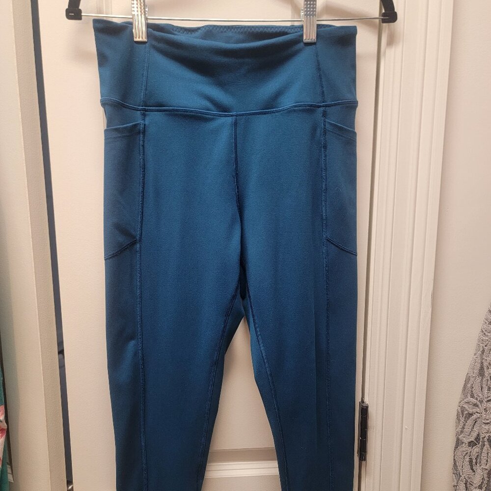 VICTORIA SECRET TEAL BLUE LEGGINGS WITH POCKETS SIZE 12